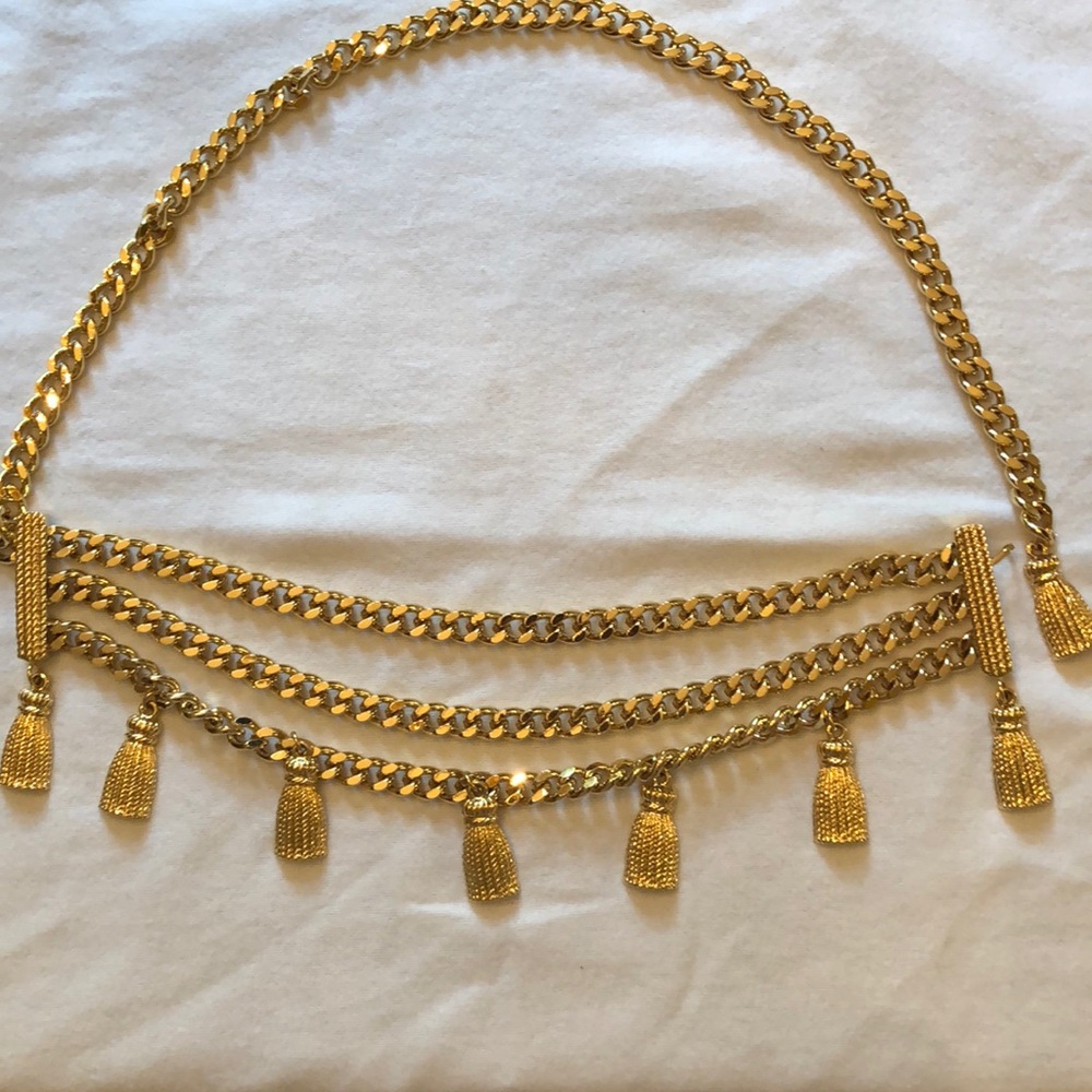 St. John vintage gold belt with gold tassels